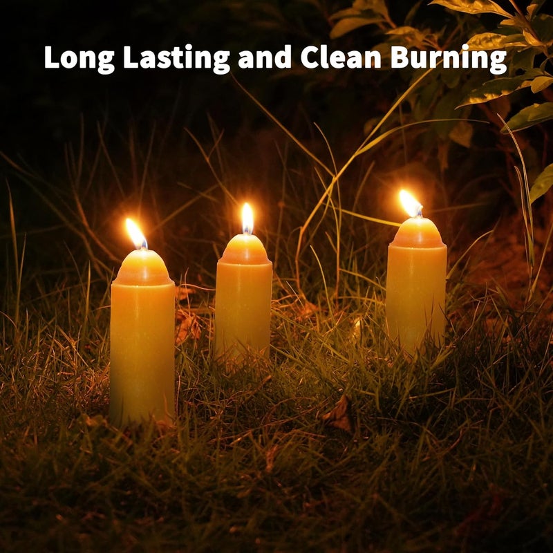 NOMFIX 15-Hour Natural Beeswax Candles Compatible with Candle Lanterns - Smokeless Clean Long Lasting Burning for Outdoor, Camping, Emergency, Survival Emergency Preparedness- 20Pack - Image 2